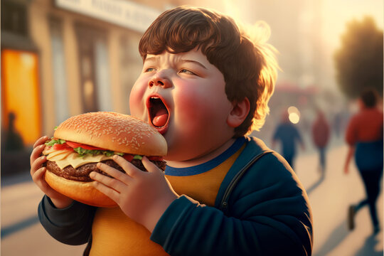 child eating burger