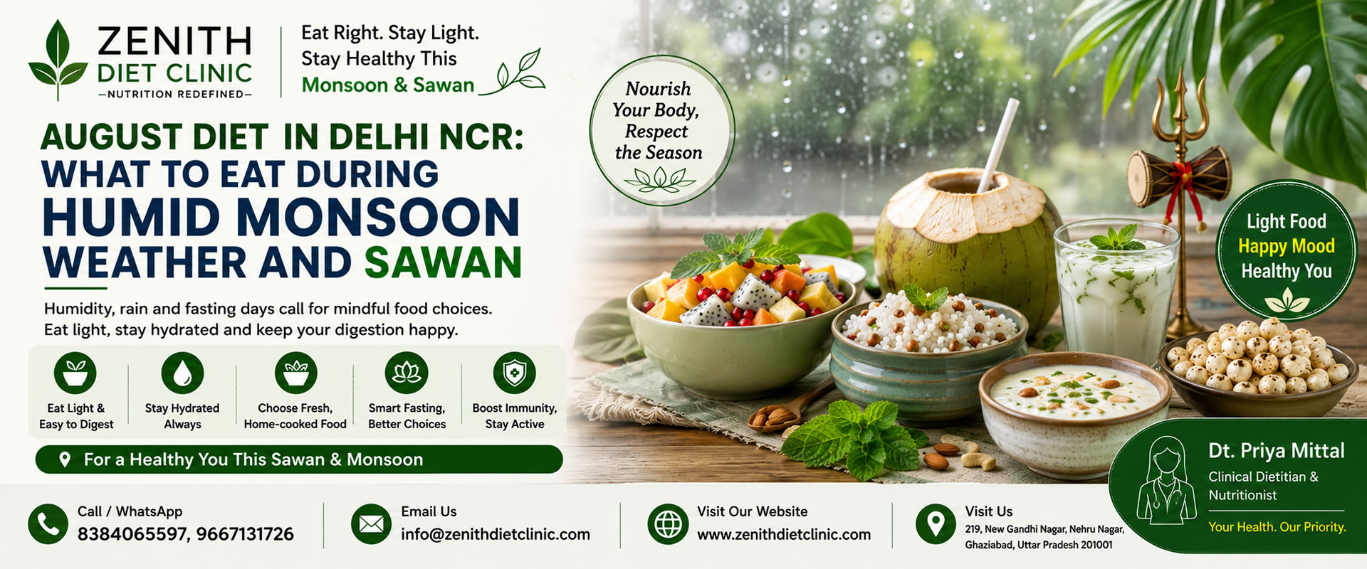 August Diet in Delhi NCR What to Eat During Humid Monsoon Weather and Sawan