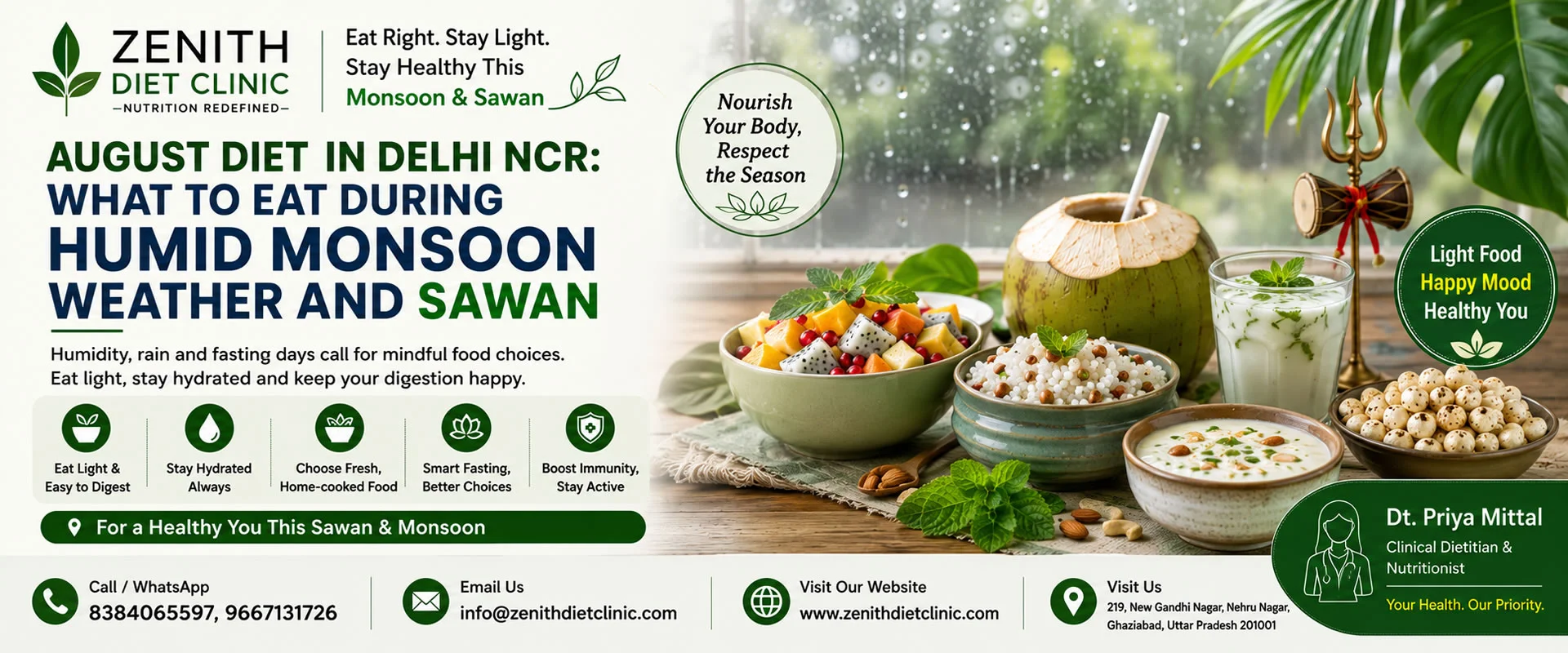 August Diet in Delhi NCR What to Eat During Humid Monsoon Weather and Sawan